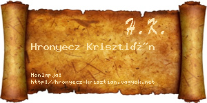 Hronyecz Krisztián névjegykártya